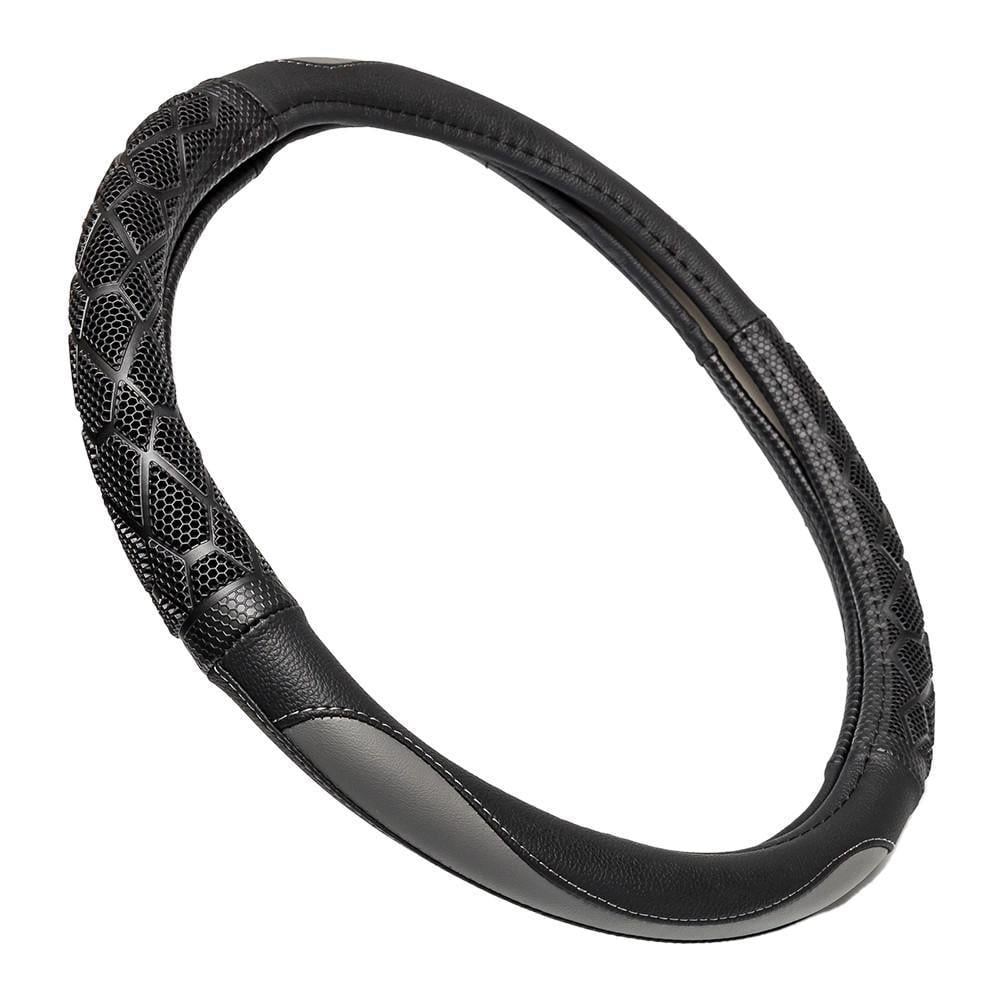 Чохол на кермо Elegant вставка ромб S 36 см Чорний/Сірий (EL 115 020)