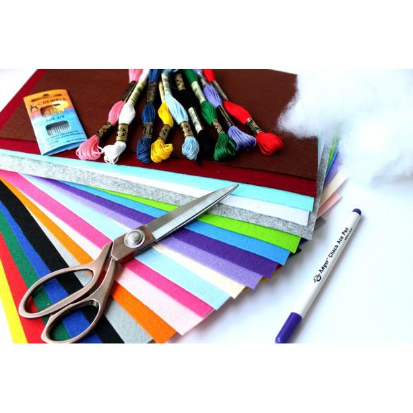 Набор жесткого фетра Pugovichok для начинающих Микс Mini 20 основных цветов