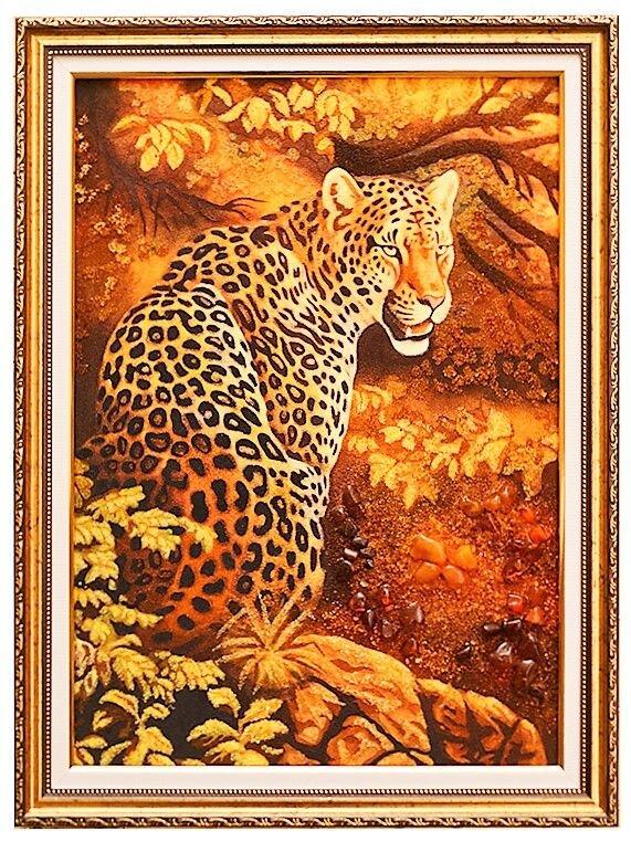 Картина Леопард из янтаря 20х30 см (К0081-20х30)