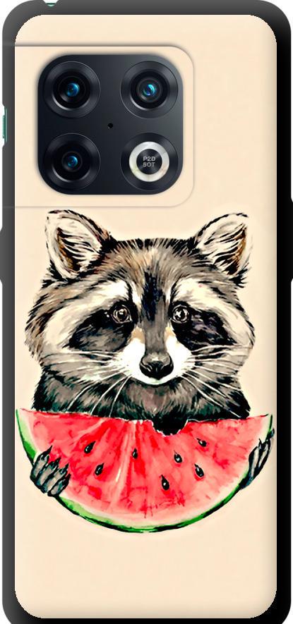 Чехол на OnePlus 10 Pro Енотик с арбузом (4605b-2588-42517)