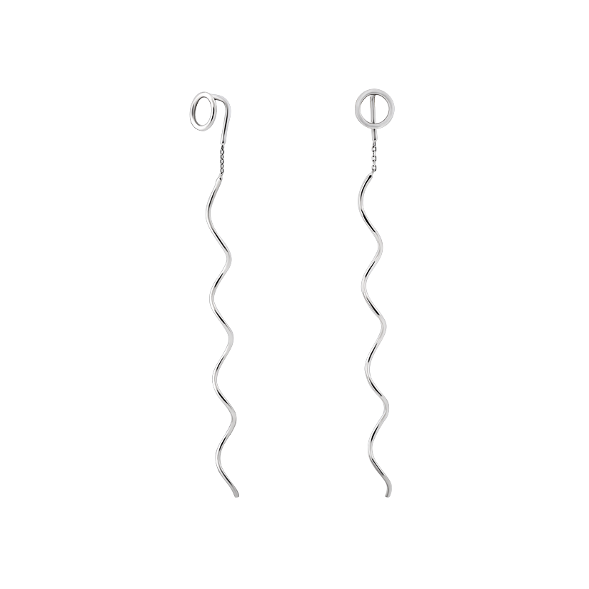 Срібні сережки-протяжки Спіраль із кругами біля основи Срібні сережки-протяжки Спіраль із кругами біля основи