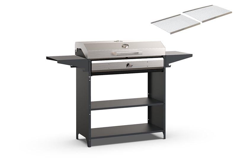 Мангал BBQ High Tech 900 Optimum 1580х400х900 мм на 14 шампурів з решіткою термометром та вітрозахистом (27860581) - фото 2 Мангал BBQ High Tech 900 Optimum 1580х400х900 мм на 14 шампурів з решіткою термометром та вітрозахистом (27860581) - фото 2