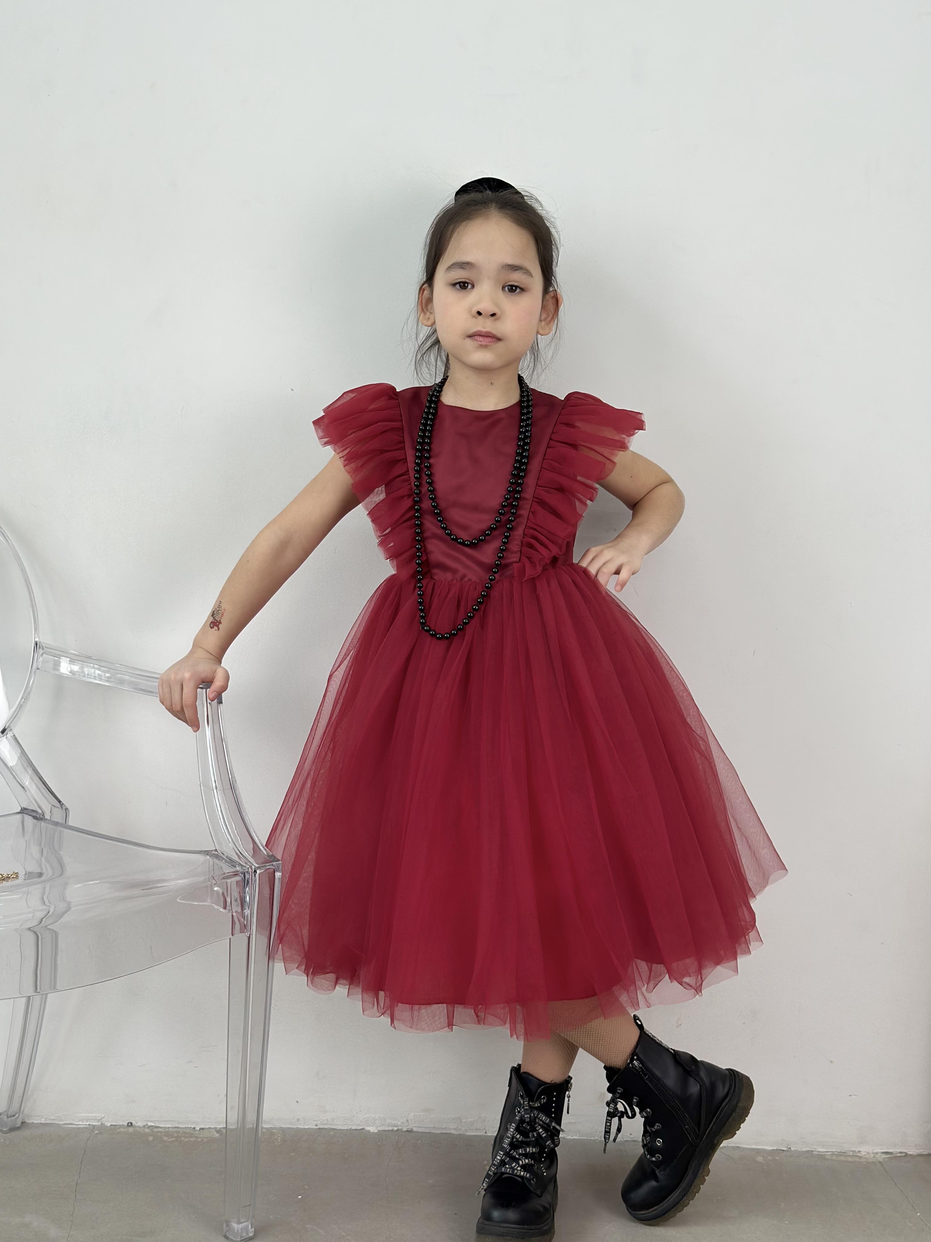 Платье очаровательное для девочек KatyKids Полина из фатина 130 см Винно-красный (11037060810) - фото 2 Платье очаровательное для девочек KatyKids Полина из фатина 130 см Винно-красный (11037060810) - фото 2