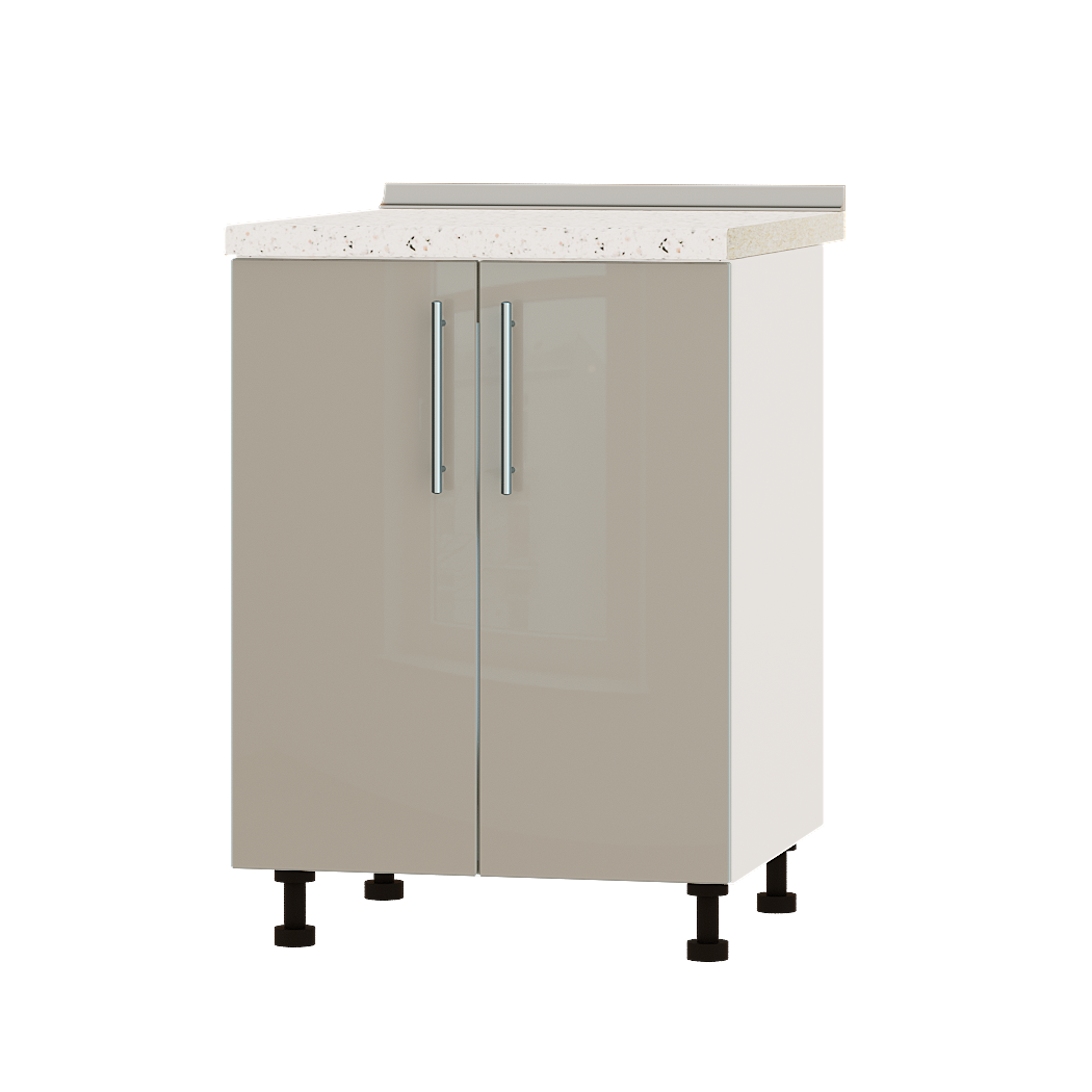 Шкаф нижний Эверест Акрил модуль под мойку Низ Н84-600 60х47х85 см Норковый глянец/Белый (02279)