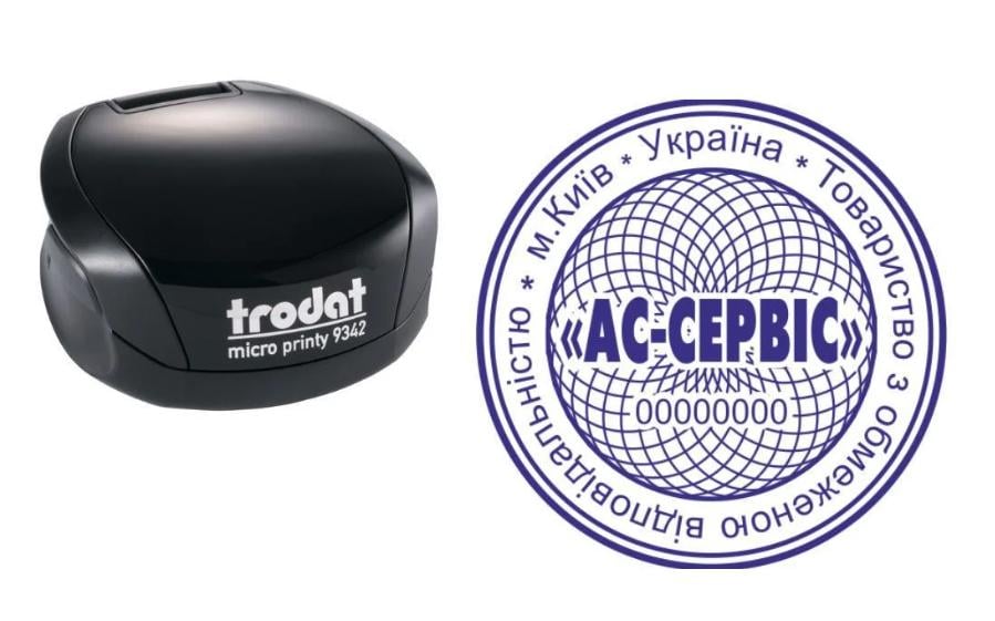 Печать ТОВ на карманном оснащении Trodat Micro Printy 9342 d 42 мм Черный (ООО18/9342/B)