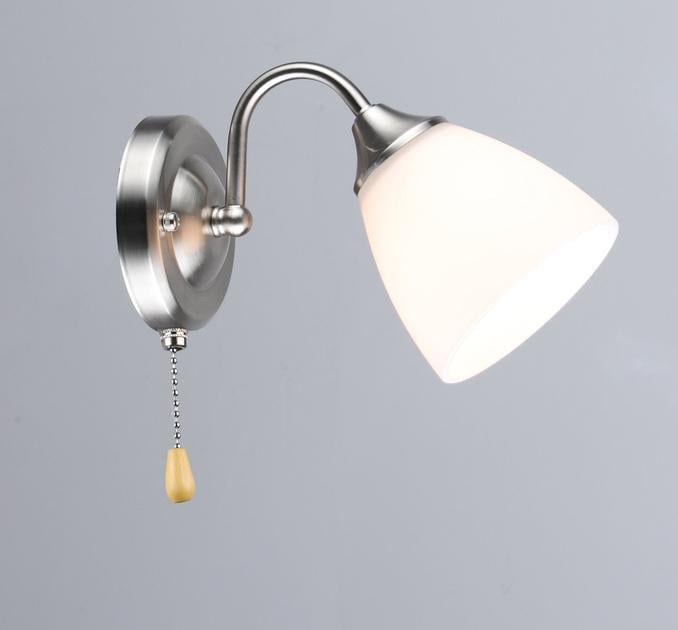 Бра настінне Valeso з матовим плафоном Е27 IP20 N6631/1W Нікель (28685912)