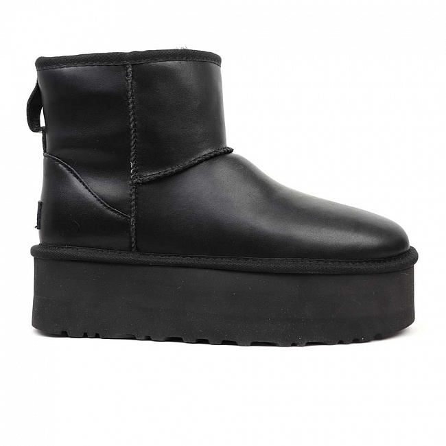 Уги жіночі UGG Mini Platform Leather р. 36 Чорний (13434)