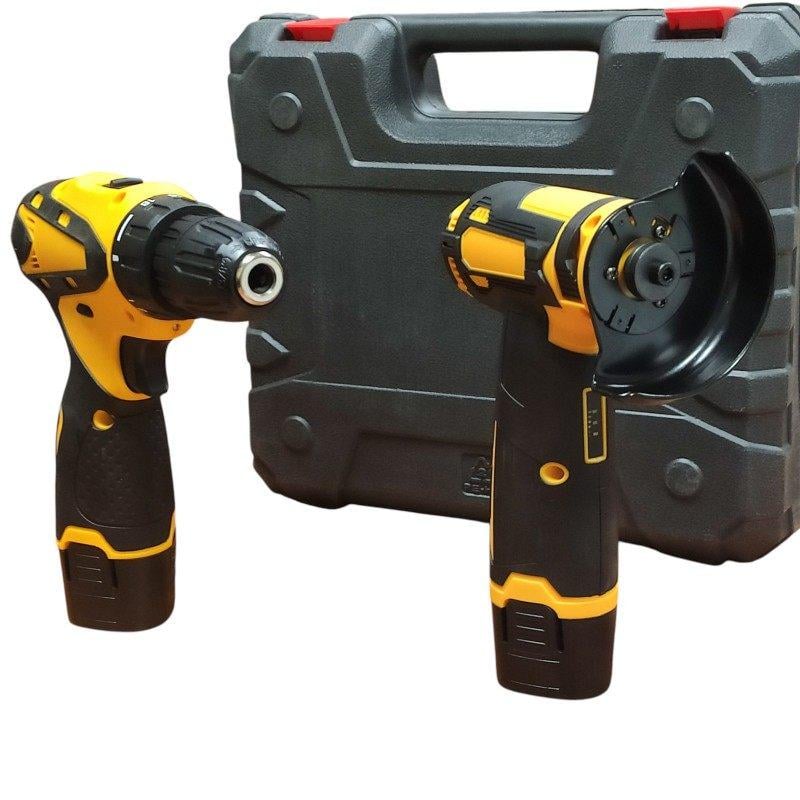 Набор инструмента универсальный миниболгарка/шуруповерт 12 В 2 АКБ в кейсе Желтый (53495)