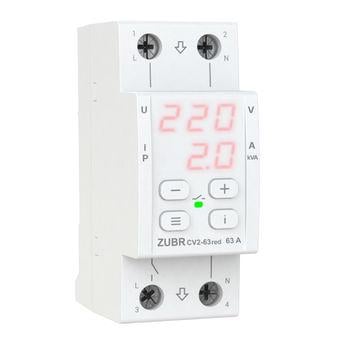 Реле напруги з контролем струму однофазне ZUBR CV2-63 red на 2 модулі