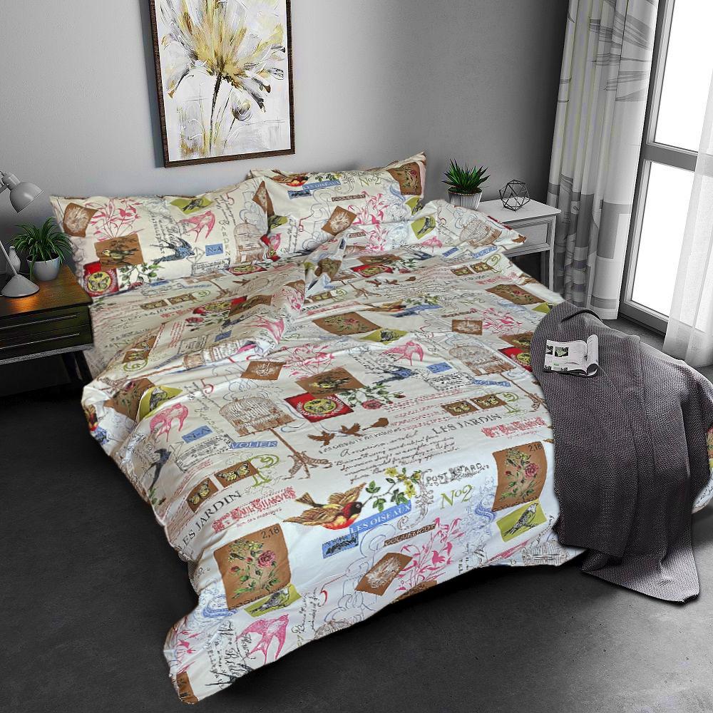 Комплект постельного белья Zastelli Птицы 7842 White бязь евро 200x220