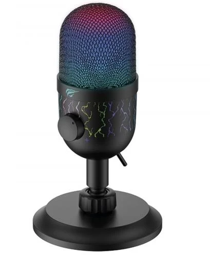 Микрофон Havit HV-GK52 RGB подсветка на подставке 45 дБ питания через Type-C 3,5 мм Черный