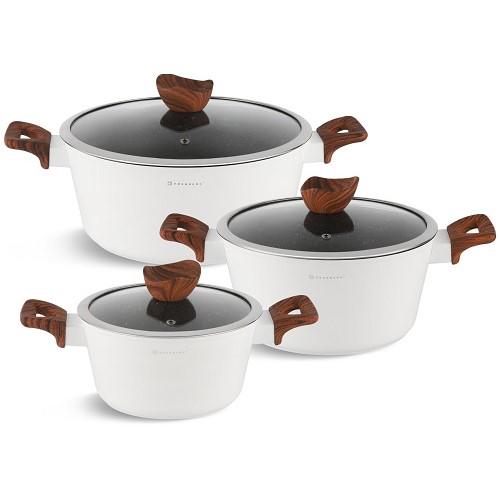 Набор кастрюль с алюминиевыми подставками Edenberg с мраморным покрытием 8 предметов Белый (EB-7424) Набор кастрюль с алюминиевыми подставками Edenberg с мраморным покрытием 8 предметов Белый (EB-7424)