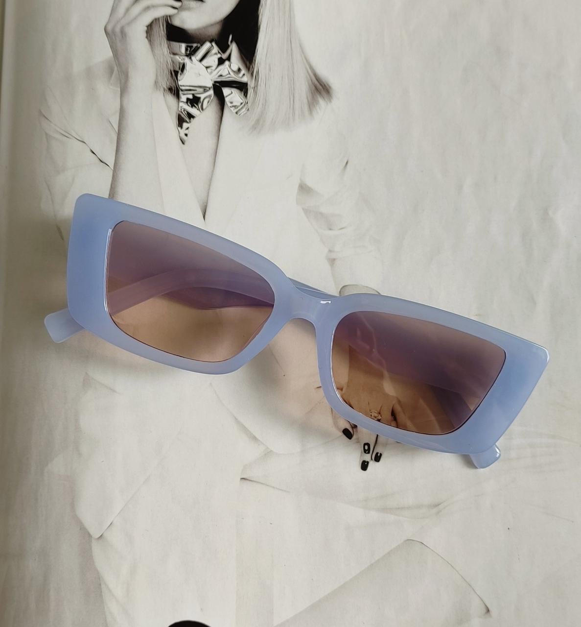 Солнцезащитные прямоугольные стильные очки Голубой