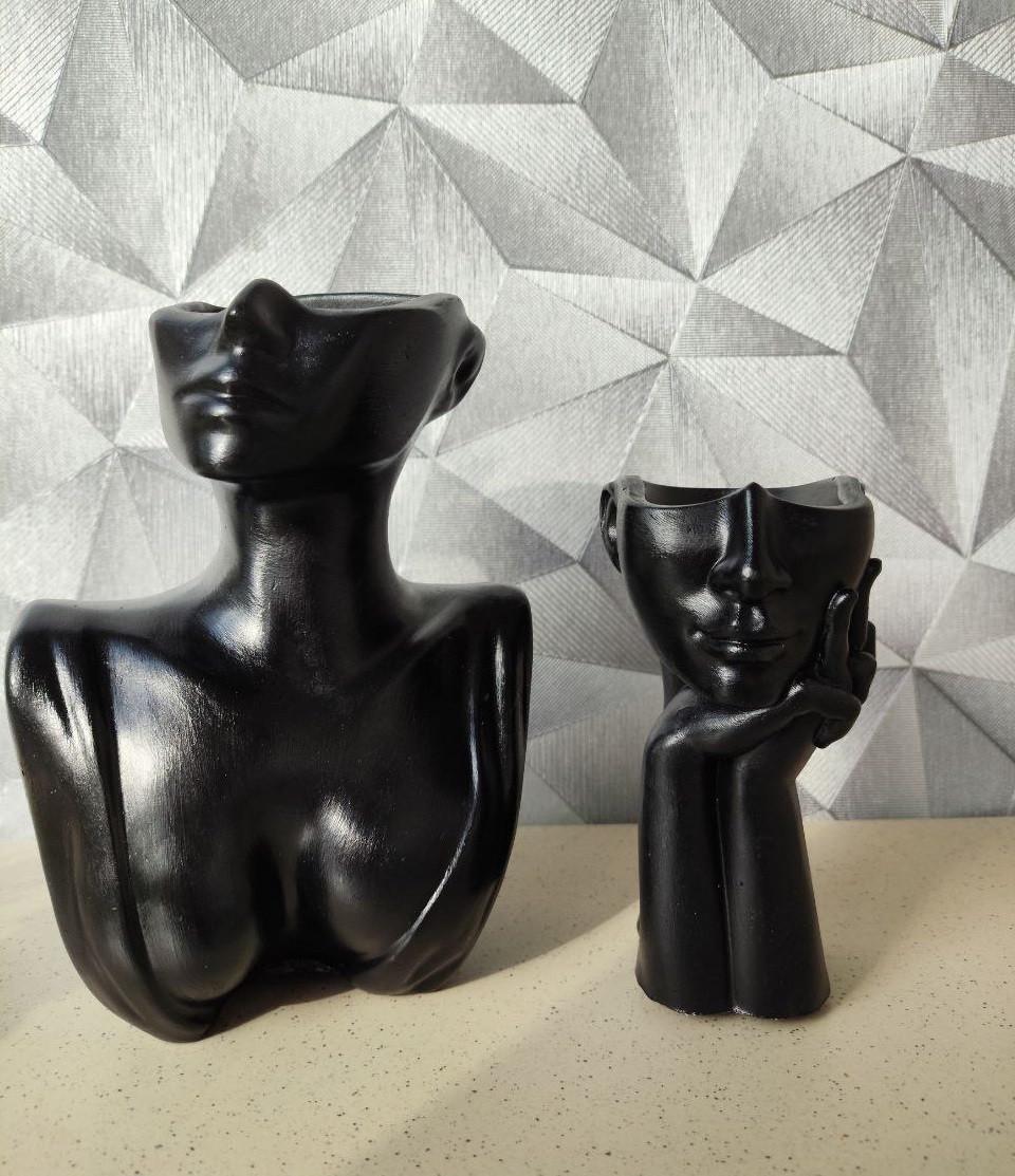 Набор декоративных ваз бюст и ваза лица ручной работы 2 шт. Черный (2749552553) - фото 5 Набор декоративных ваз бюст и ваза лица ручной работы 2 шт. Черный (2749552553) - фото 5