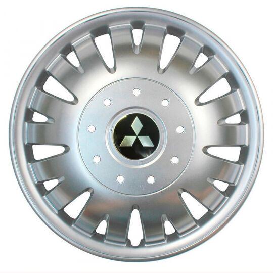 Ковпаки автомобільні SKS 410 R16 з логотипом Mitsubishi 4 шт. Сріблястий