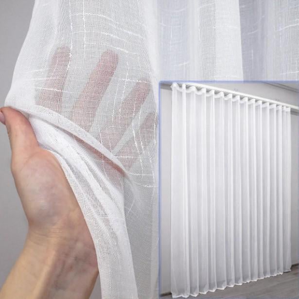 Тюль в гостиную лен Белый (115т) - фото 4