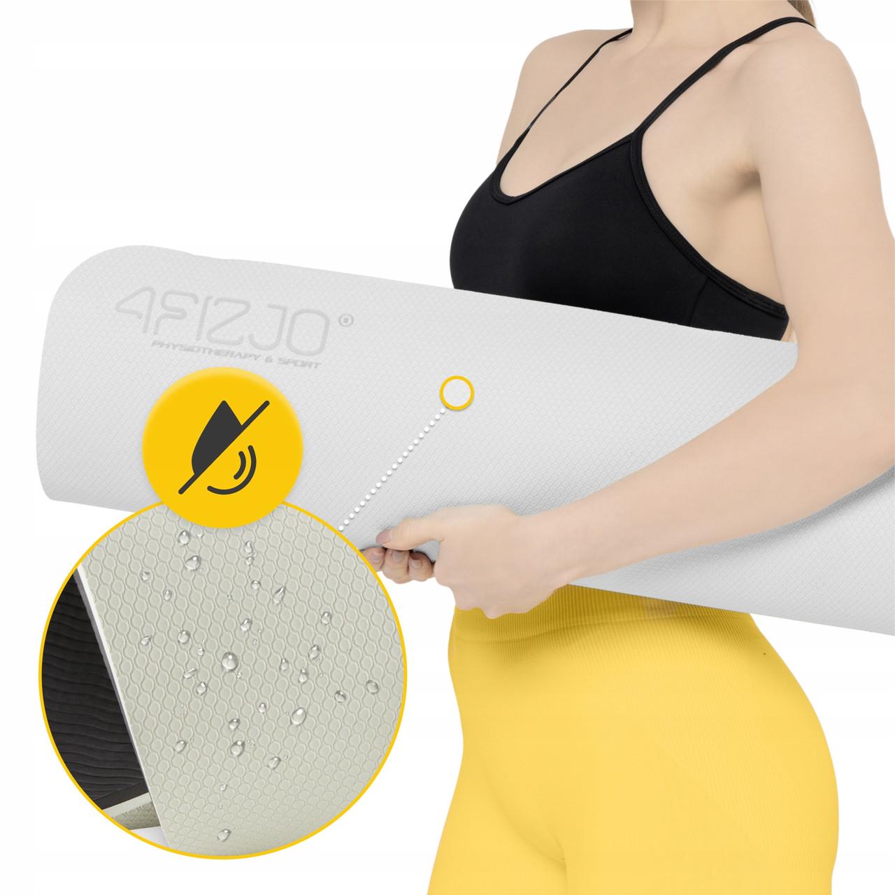 Коврик спортивный 4fizjo TPE для йоги и фитнеса 180x60x0,6 см Grey/Black (P-5907739317100) - фото 2