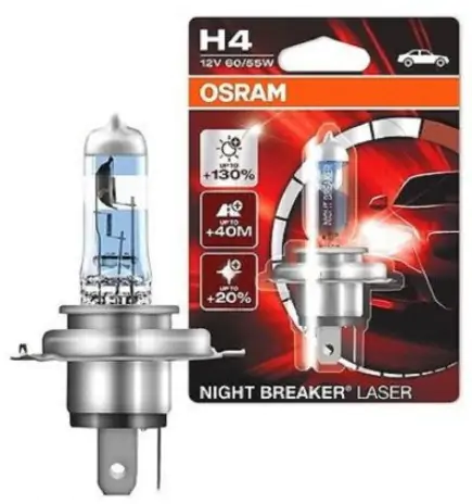 Лампа головного света Osram H4 60/55W Night Breaker Laser +130% 64193NBL130