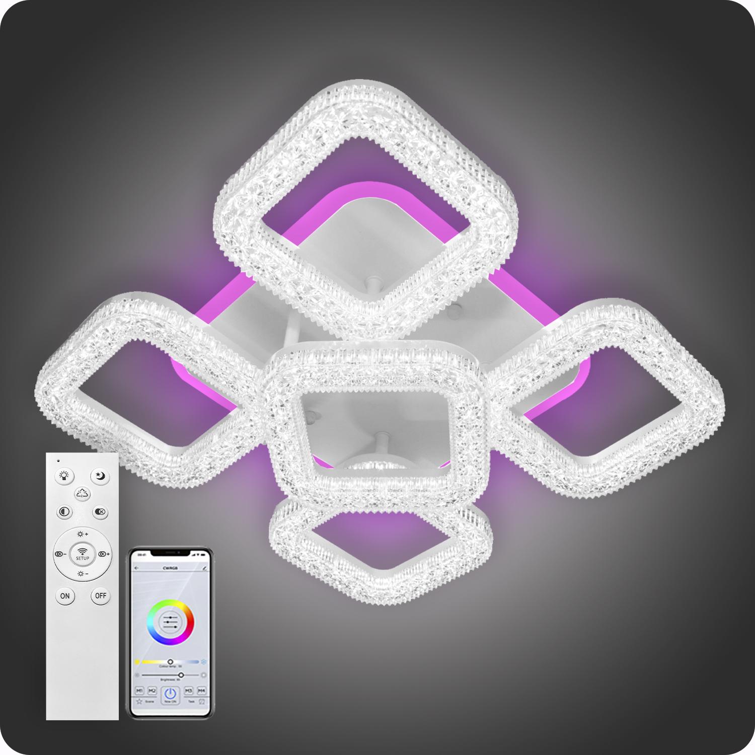 Люстра світлодіодна 517 Light 3color з пультом 80 Вт Білий (02071) - фото 4