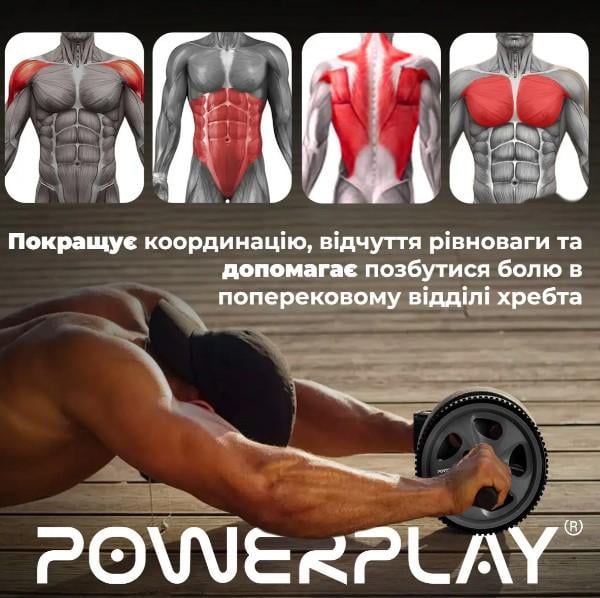 Колесо для преса PowerPlay PP-4345 Exercise Wheel d 16,5 см Сірий (PP_4345) - фото 2 Колесо для преса PowerPlay PP-4345 Exercise Wheel d 16,5 см Сірий (PP_4345) - фото 2