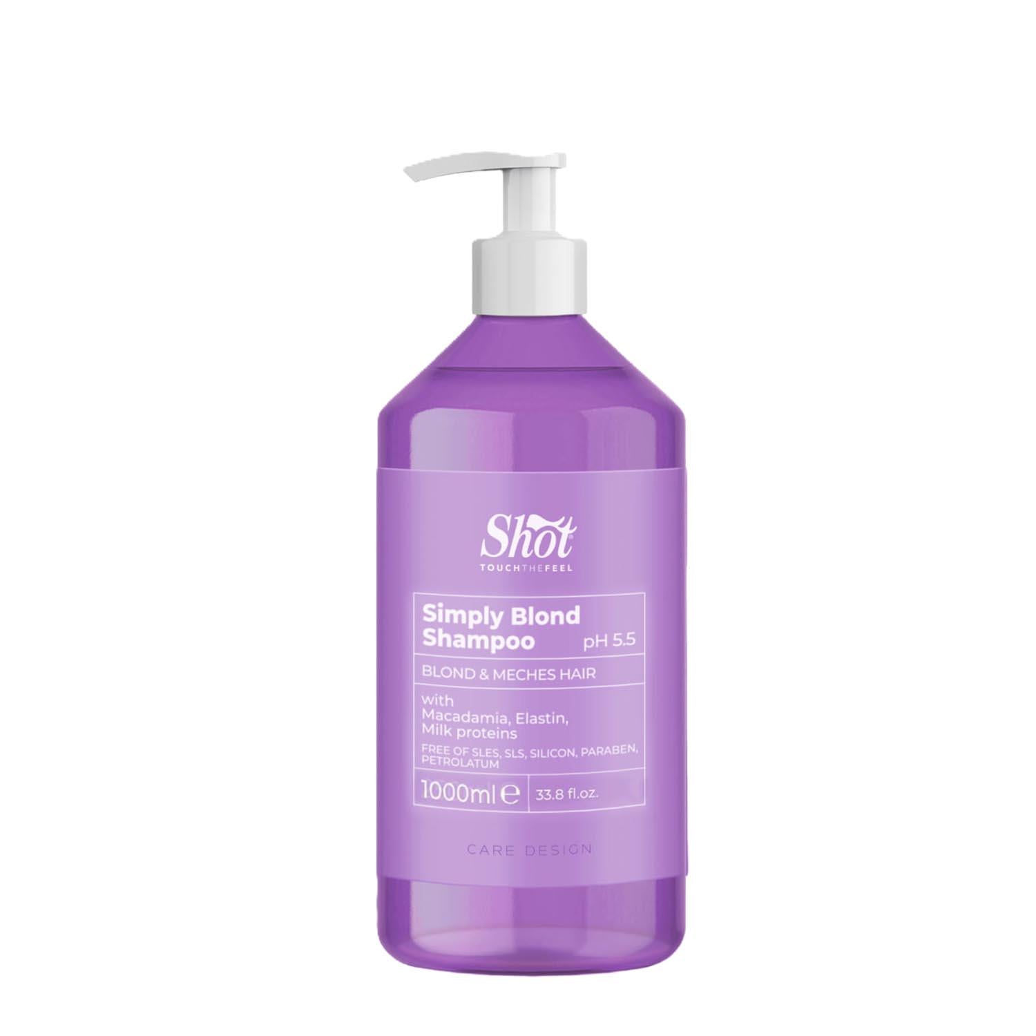 Шампунь для осветленных и мелированных волос Shot Design Simply Blond Shampoo 1000 мл (02588)