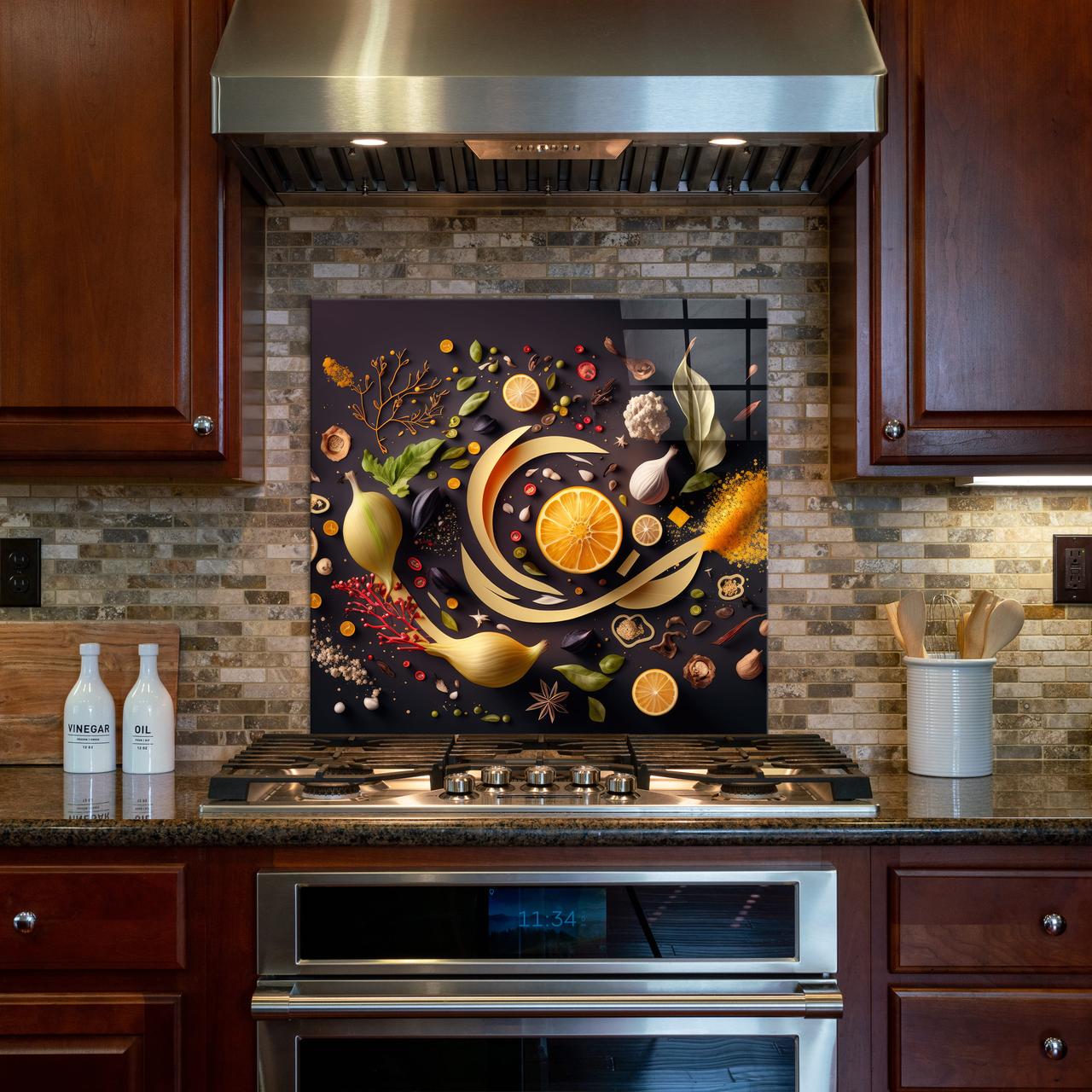 Стеклянная панель для кухни NovellaPrint Мир специй 50х50 см (1021.4)