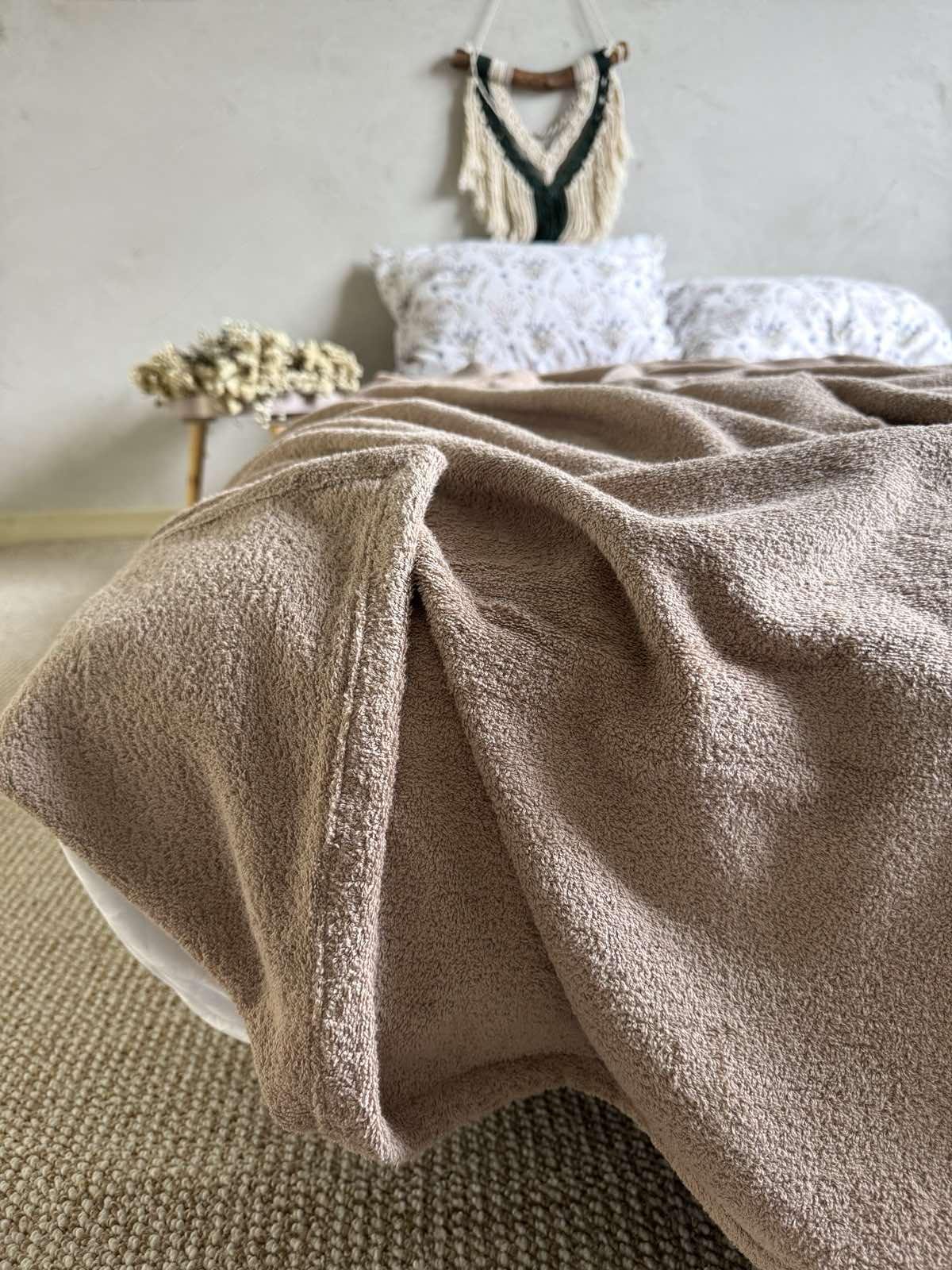 Простынь-покрывало махровое ZEINTEX MADEIRA хлопковое 150х220 см Капучино (26984066) - фото 1