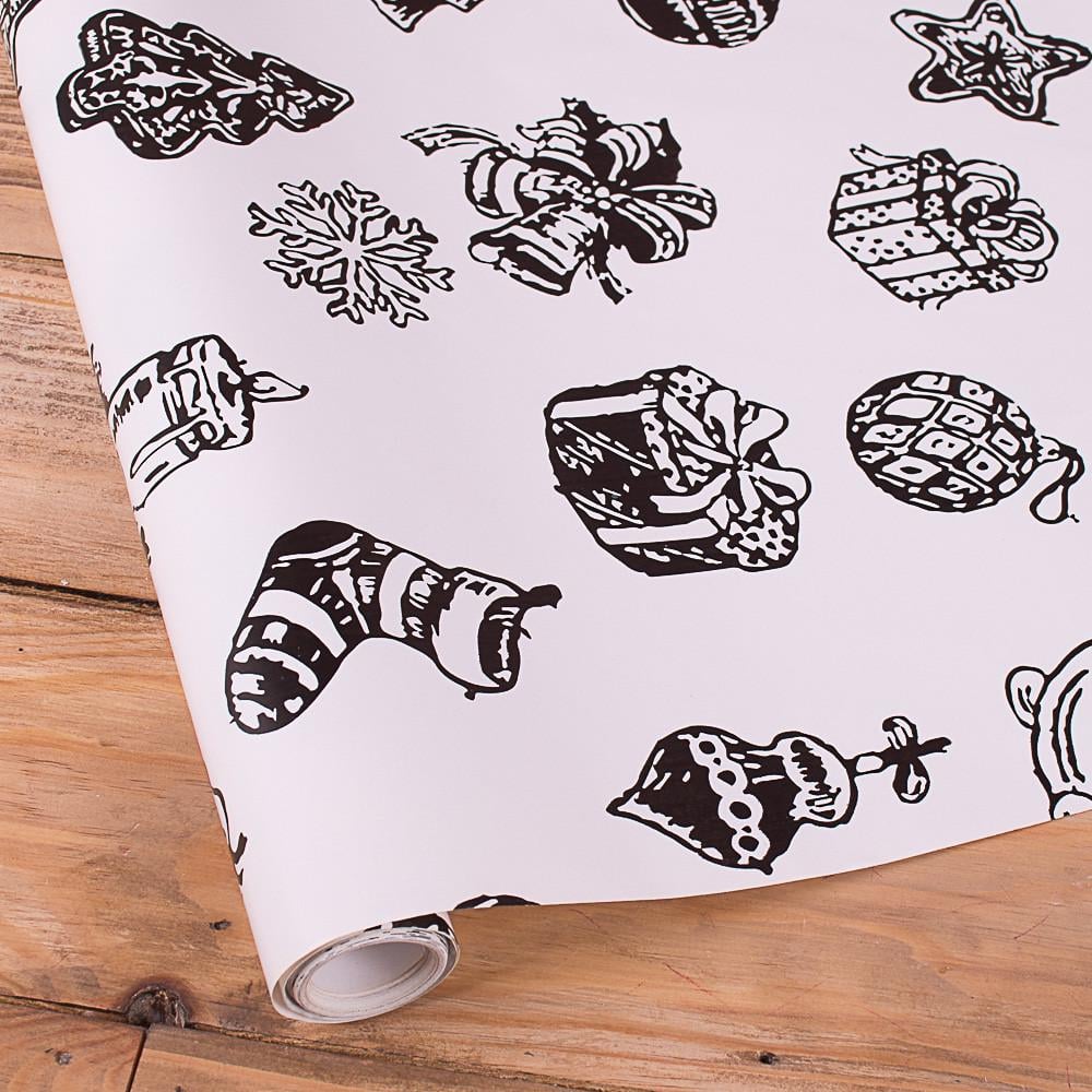 Бумага новогодняя Игрушки 10 м Черный (3832-127)