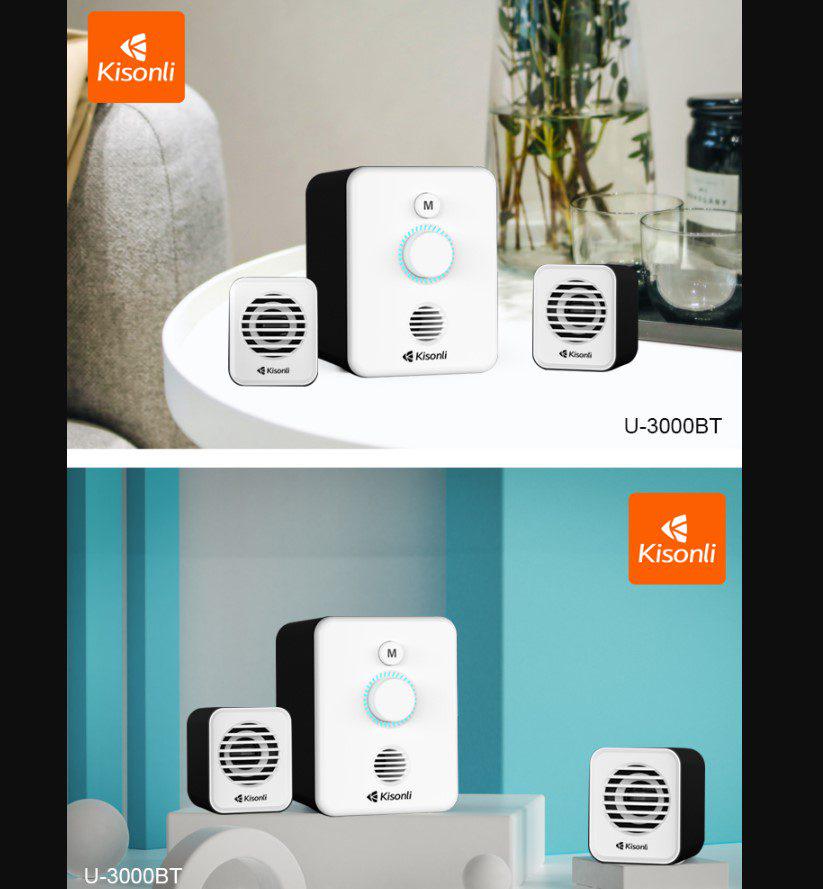 Колонки комп'ютерні Kisonli U3000BT 2.1 Bluetooth AUX 5 W/2x3 W Чорний/Білий (58921) - фото 4