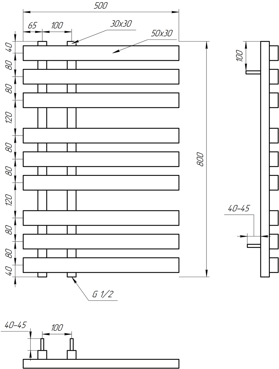 Полотенцесушитель S-Mix Magnum 800х530 мм Белый (1150395375) - фото 2 Полотенцесушитель S-Mix Magnum 800х530 мм Белый (1150395375) - фото 2