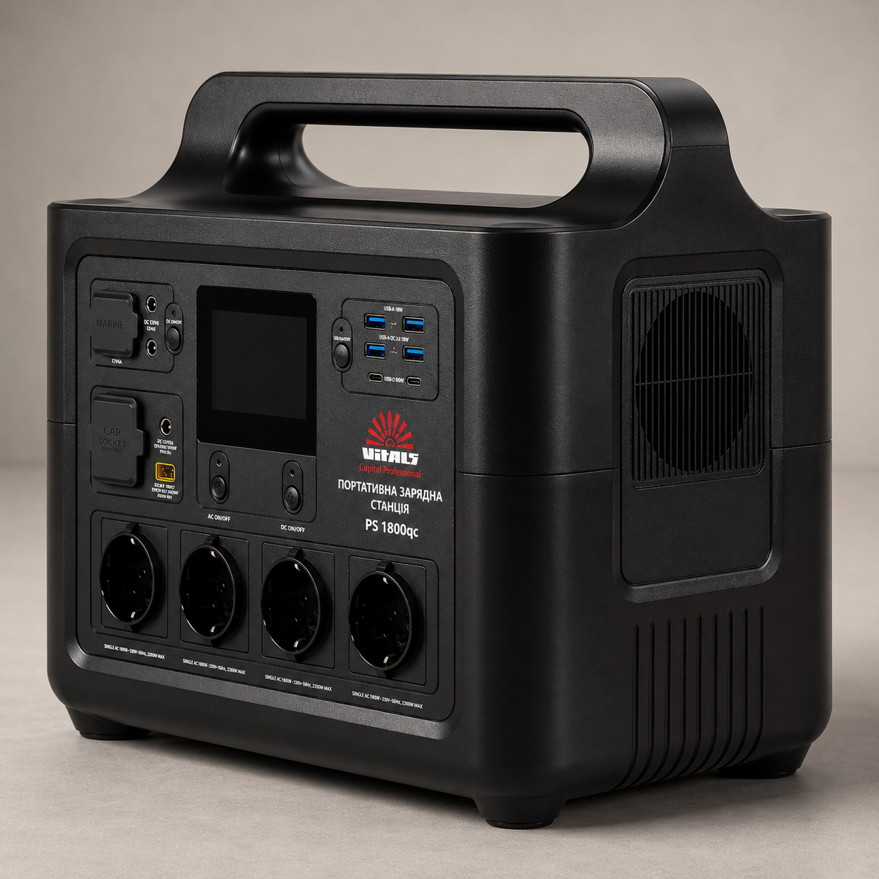 Зарядная станция Vitals Professional PS 1800qc 1800 Вт 2100 Вт 1536 Вт/ч LiFePO4 портативный LCD дисплей Зарядная станция Vitals Professional PS 1800qc 1800 Вт 2100 Вт 1536 Вт/ч LiFePO4 портативный LCD дисплей