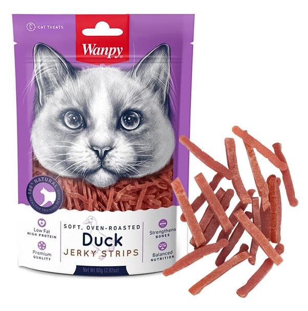 Лакомство для котов Wanpy Soft Duck Jerky Strips Филе утки вяленое полоски 80 г (811466)