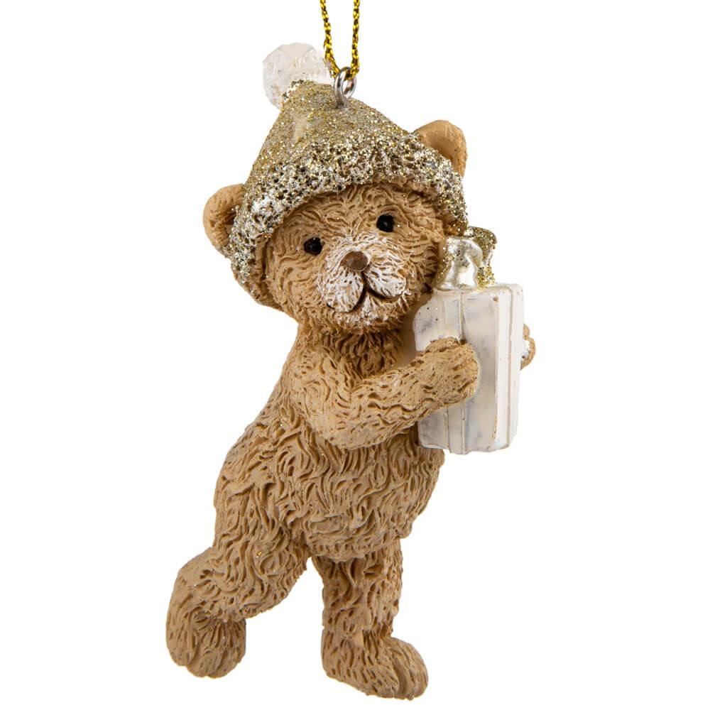 Подвеска новогодняя керамическая на елку Elisey Мишка с елкой Бронзовый (NH-106-K-243)