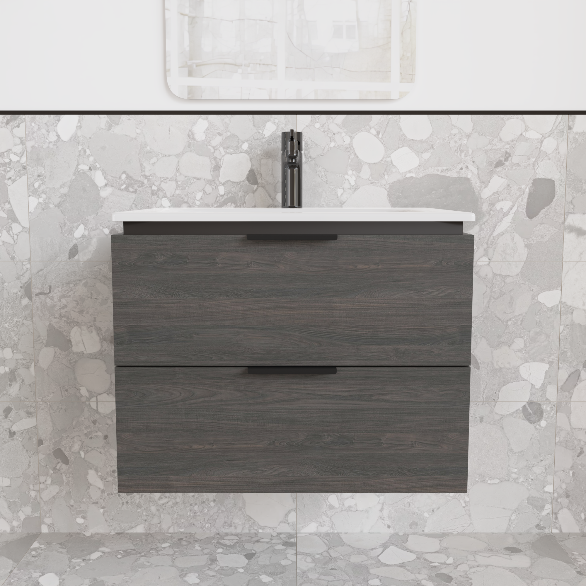 Тумба подвесная с раковиной MVK Vostok Icon 60 В2 600х450х530 мм Морское дерево Карбон (p260kb) - фото 1