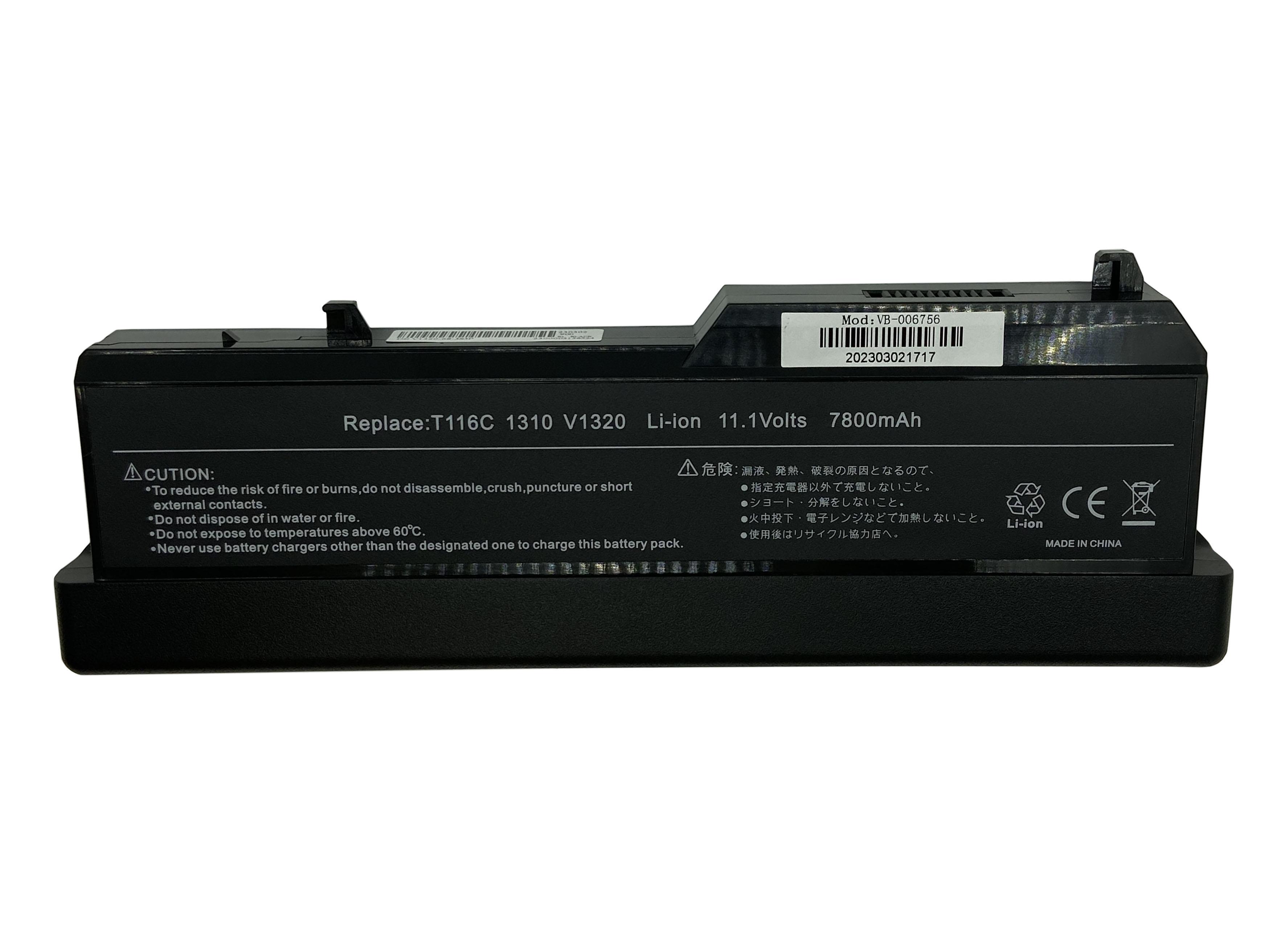Аккумулятор для ноутбука Усил. Dell T114C Vostro 1310 11.1V Black 7800mAh OEM
