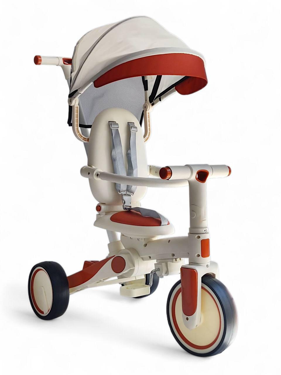 Детский велосипед трехколесный MiniEgg 516 с родительской ручкой/чердаком/бортиками Оранжевый (516r-s)