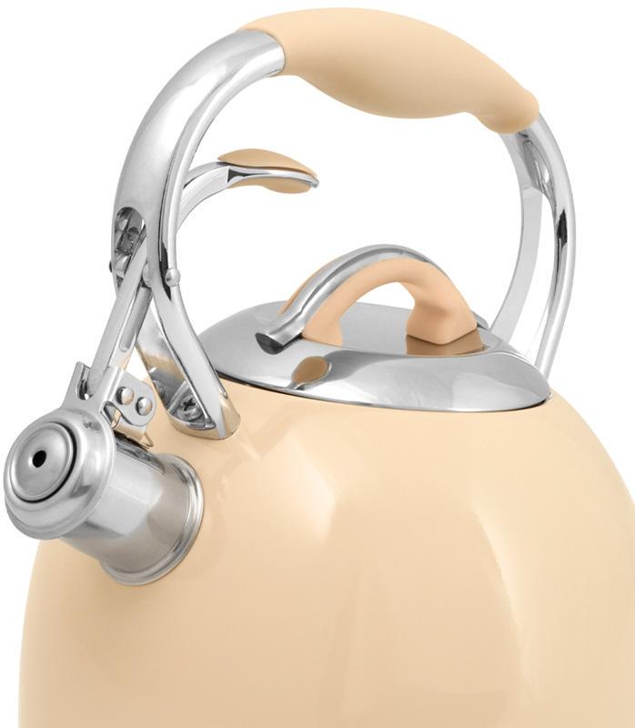 Чайник Fissman Felicity из нержавеющей стали со свистком 2,6 л Крем-брюле - фото 2