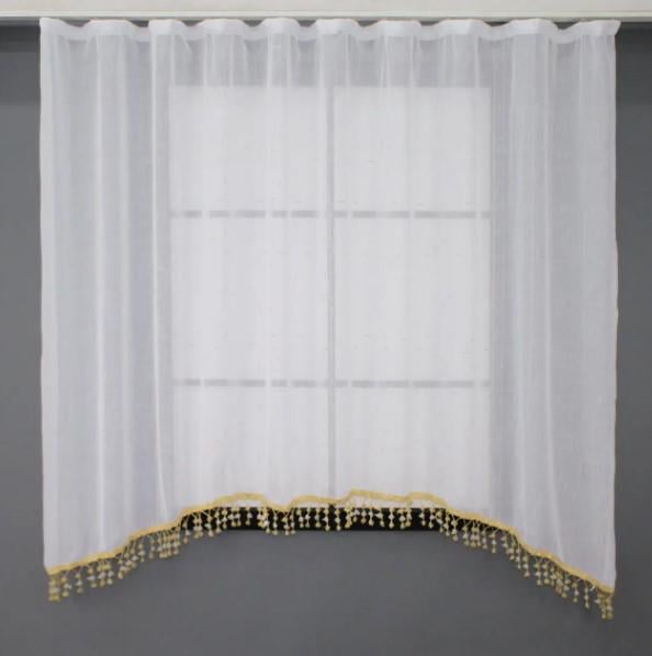 Тюль арка лен/бахрома 260х160 см Белый/Золотистый (000к 51-187) Тюль арка лен/бахрома 260х160 см Белый/Золотистый (000к 51-187)