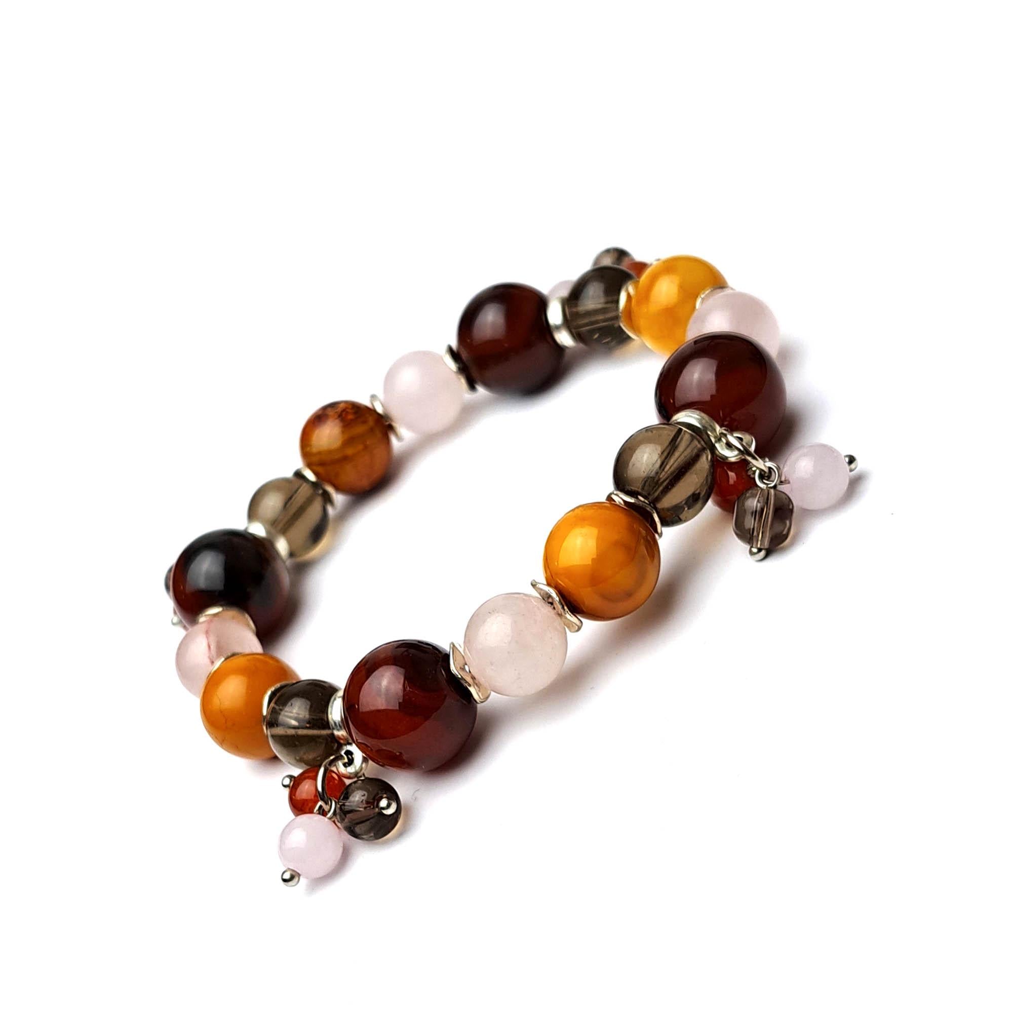 Браслет DARSANA Козерог из натурального камня сердолик/раухтопаз/розовый кварц/агат (DRSU001338)