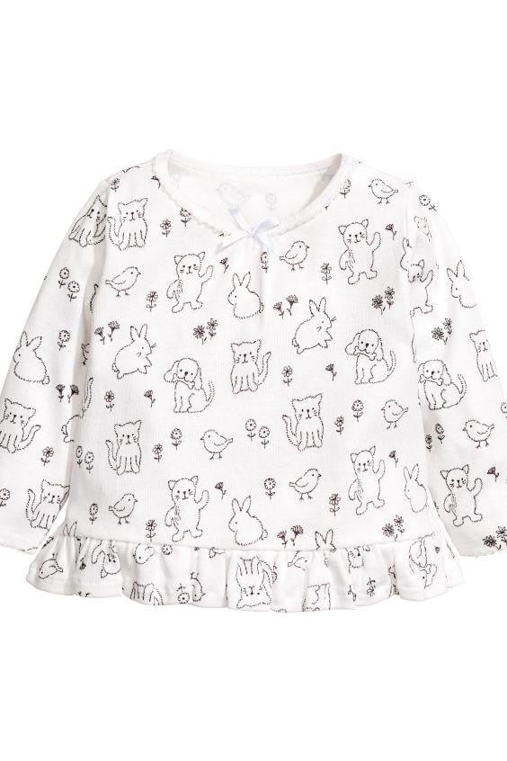 Лонгслив для сна H&M животные 56 см Белый (5239446)