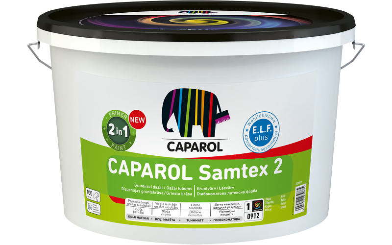 Краска интерьерная латексная глубокоматовая Caparol Samtex 2 E/L/F Plus База 1 2,5 л (2952418815)