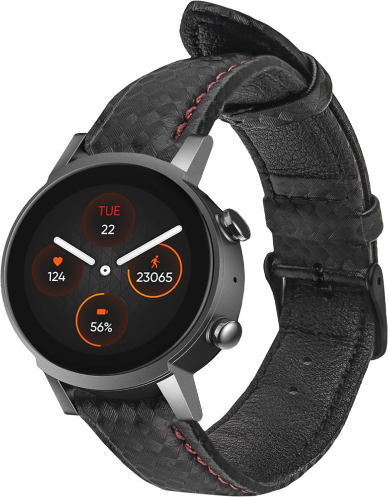 Ремешок кожаный Carbon для Mobvoi TicWatch E3 Black/Red (26757-44)
