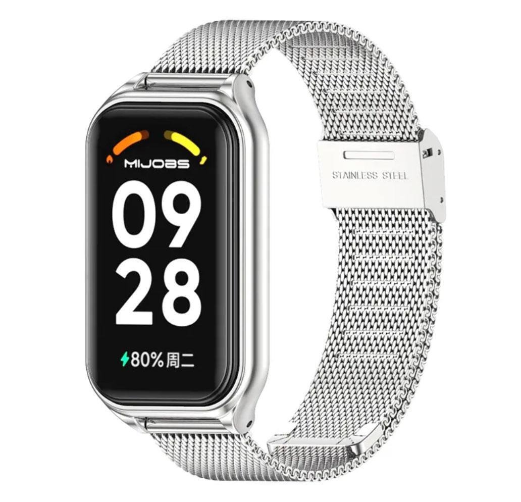 Ремешок металлический Mijobs Milan для фитнес браслета Xiaomi Mi Smart Band 8 Active Silver (2066342450) - фото 2