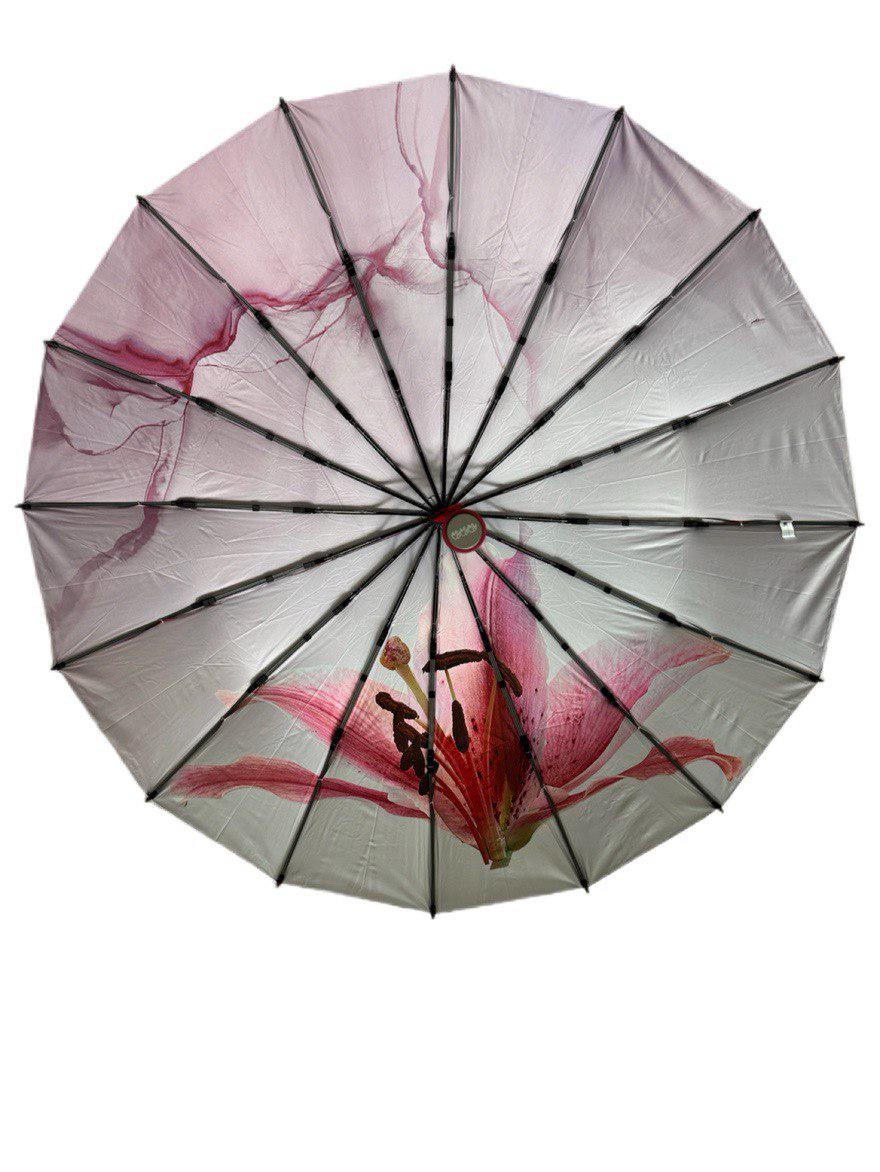 Парасолька-автомат жіноча Три Слона з квітами та однотонним куполом 16 спиць антивітер Червоний/Лілії (7569/1) - фото 2 Парасолька-автомат жіноча Три Слона з квітами та однотонним куполом 16 спиць антивітер Червоний/Лілії (7569/1) - фото 2