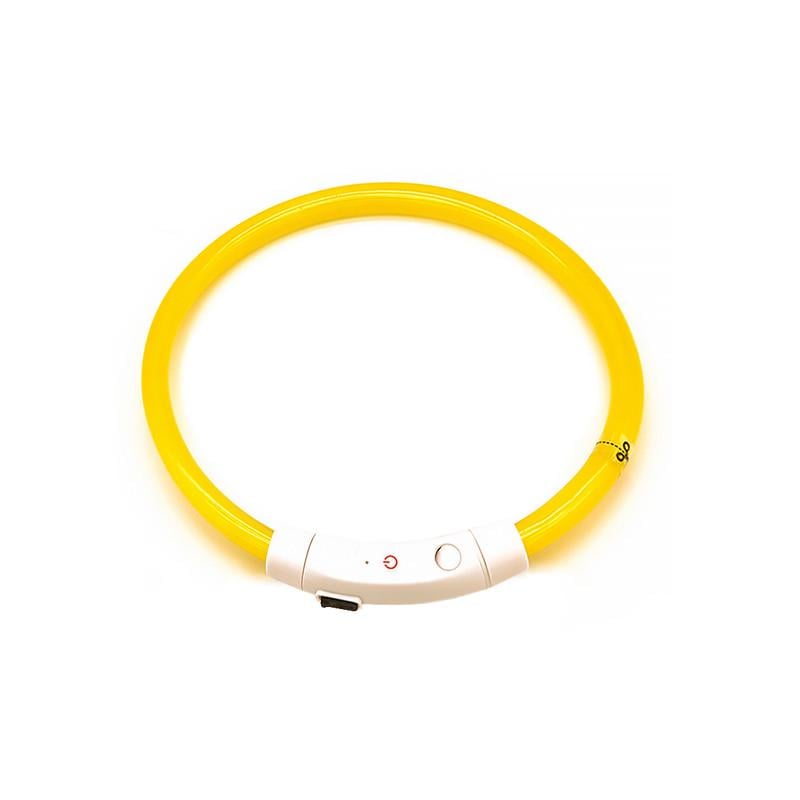 Ошейник LEDдля собак и кошек Lesko USB водоотталкивающий светящийся L-18 S Yellow (2085745986)