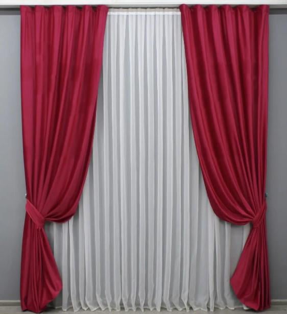 Комплект штор бархат 1,5х2,75 м 2 шт. Красный (1582ш)