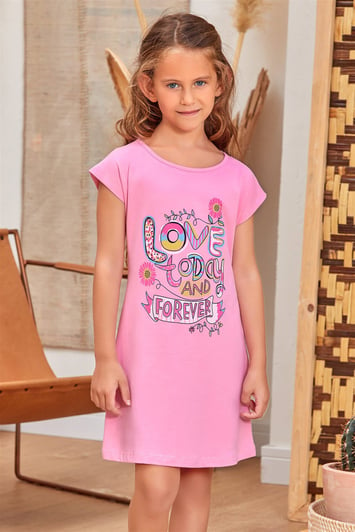 Ночная рубашка для девочки BAYKAR LOVE р. 9 134-140 см 9-10 лет Розовый (9114-202)