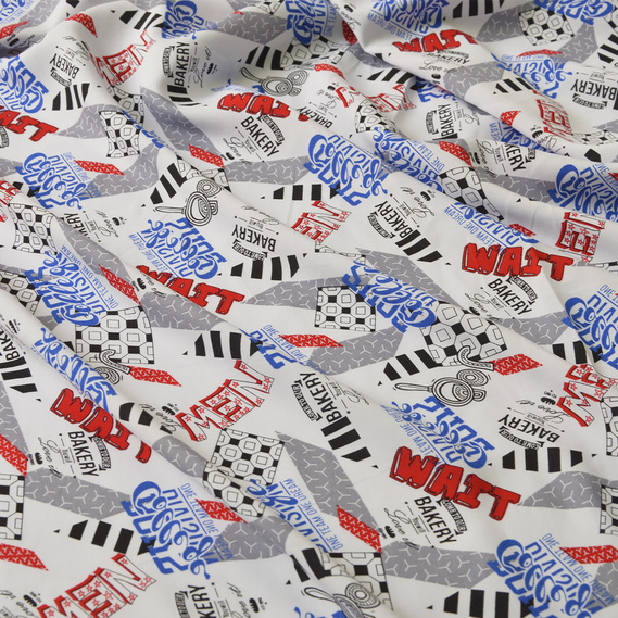 Ткань штапель IDEIA Эпизоды Wait надписи 1,45 м Красный (2200004105369)