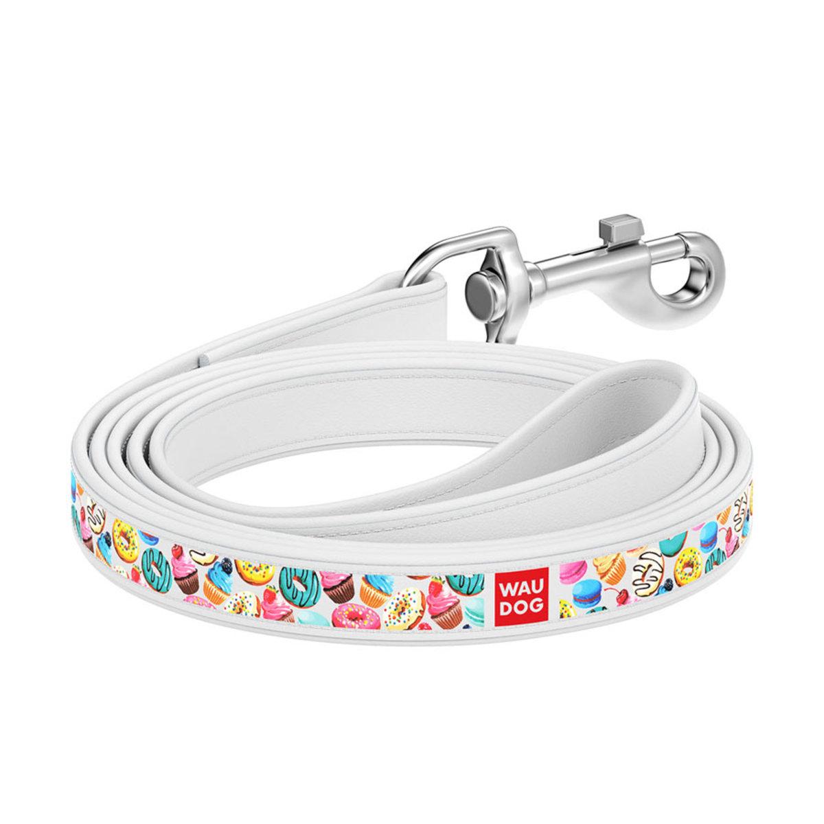 Поводок Waudog Design Пончики 25 мм 122 см Белый
