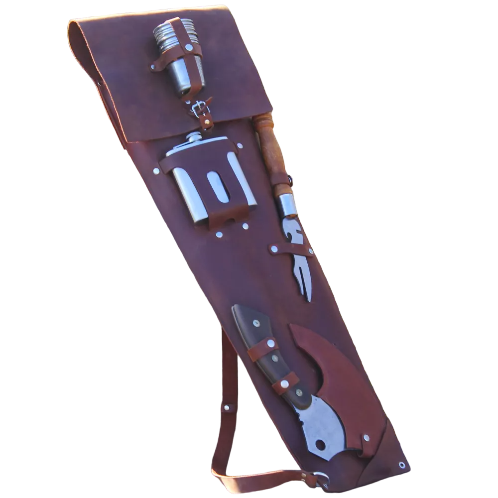 Набір шампурів для гриля SHOP-PAN в ексклюзивному шкіряному чохлі Коричневий